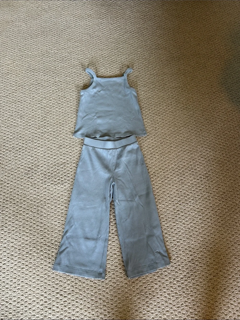 Kids Blue Ribbed Tank & Wide-Leg Matching Set - Picture 1 of 6